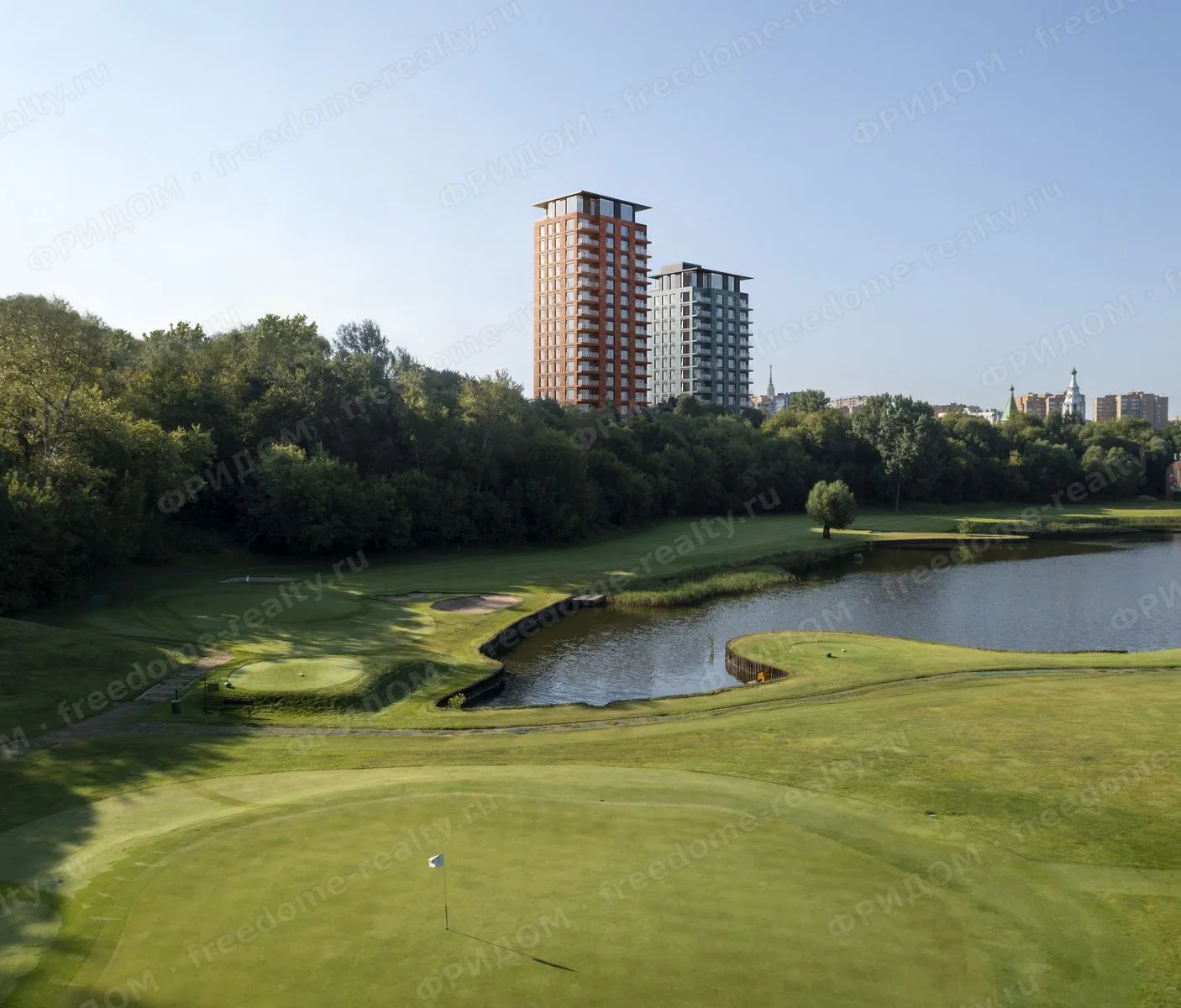 Woods — вид на гольф-клуб, визуализация застройщика