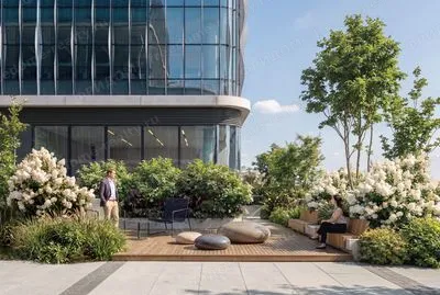 Зона отдыха с озеленением у Cityzen