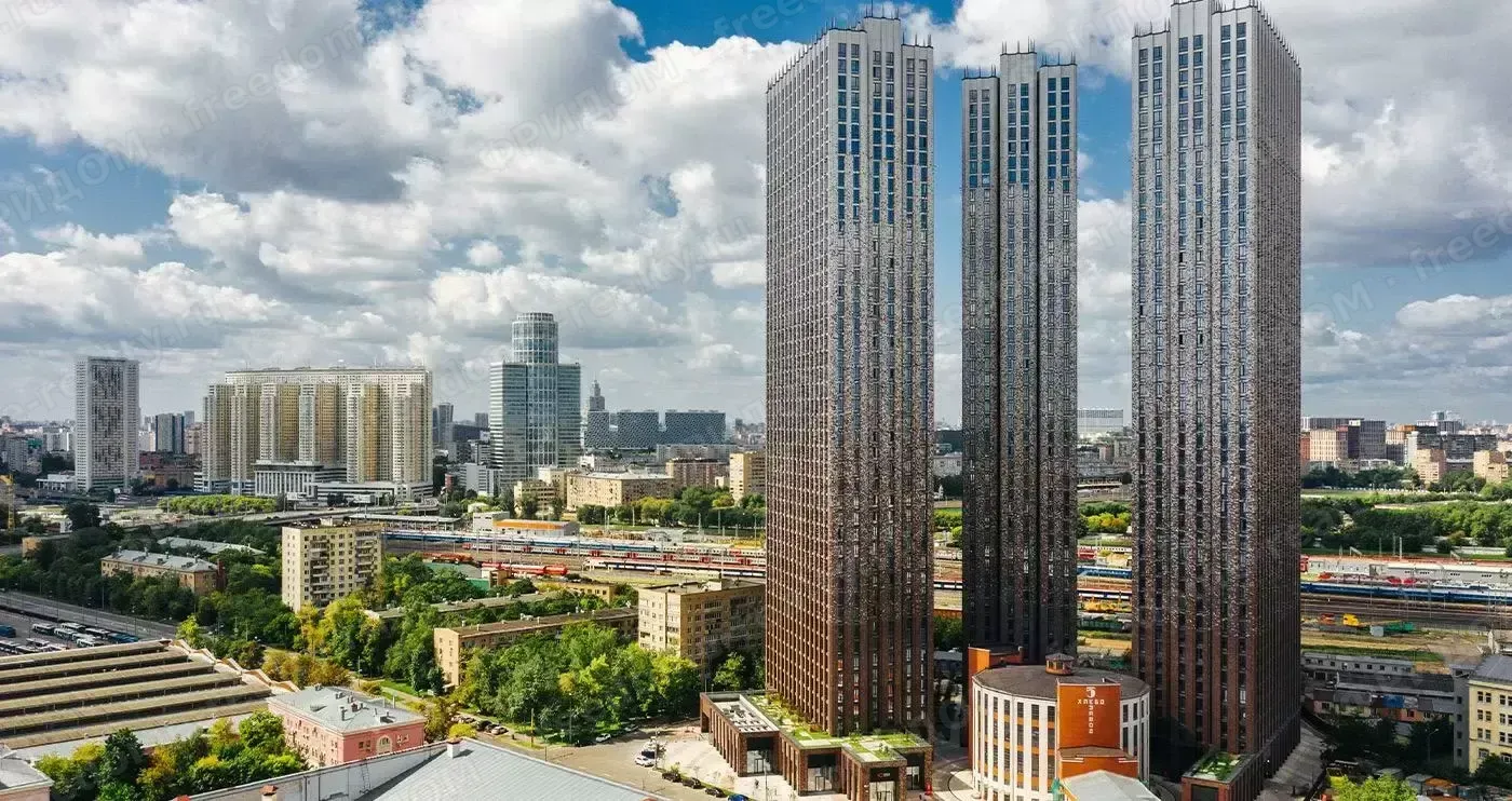 ЖК «Presnya City» — вид с высоты на башни и окружающую застройку