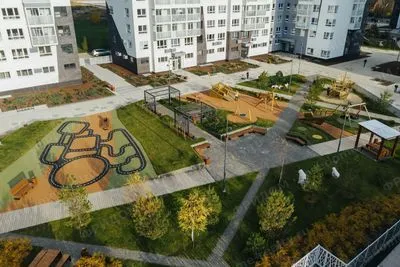 ЖК «Белые ночи» — благоустроенный двор, вид сверху