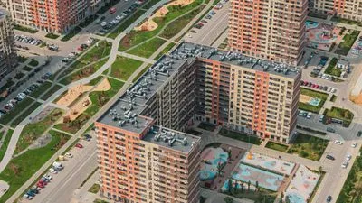 ЖК «Новое Пушкино» — дворы с детскими площадками, вид сверху