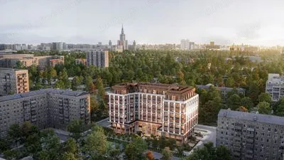 ЖК «Резиденция Омега» — дом в окружении зелени, вид сверху