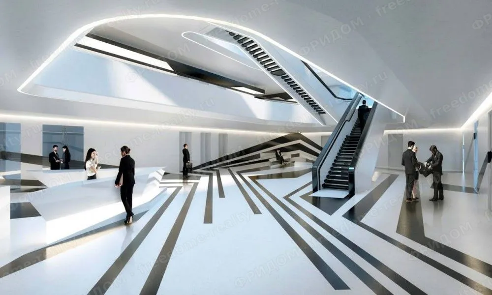 Входная группа и ресепшен Dominion Tower (визуализация с официального сайта БЦ).