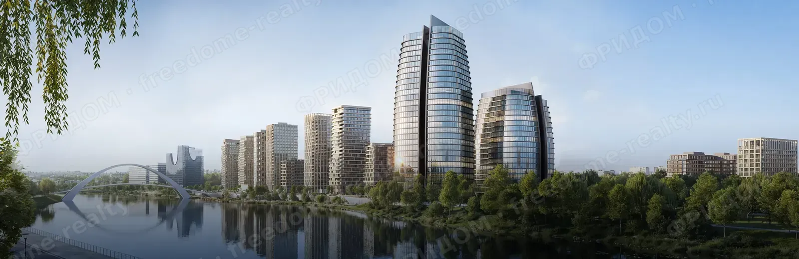 БЦ STONE Мнёвники 3 в панораме набережной, визуализация с сайта девелопера