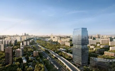 Визуализация БЦ Omni Tower: вид сверху на башню и магистрали. Источник: сайт проекта omnitower.moscow.